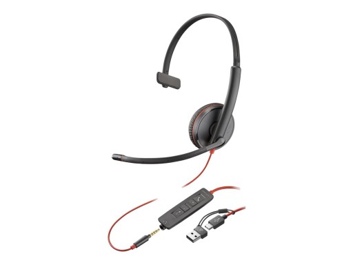 HP Poly Blackwire 3215 Monaural слушалкa с микрофон черен