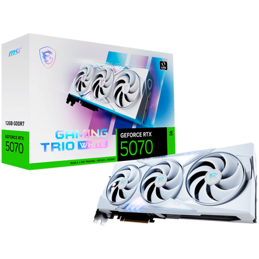 MSI RTX 5070 Gaming Trio 12GB GDDR7 видео карта бял