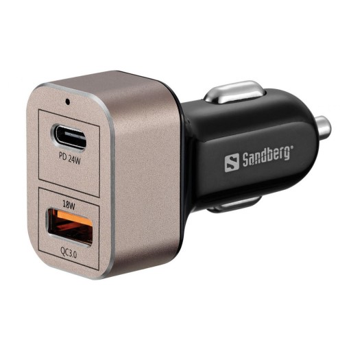 SANDBERG SNB-441-43 Зарядно за кола 1x QC USB 3.0+1x USB-C 24W