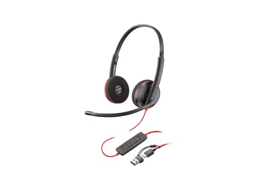 HP Poly Blackwire 3220 USB C + USB слушалки с микрофон черен