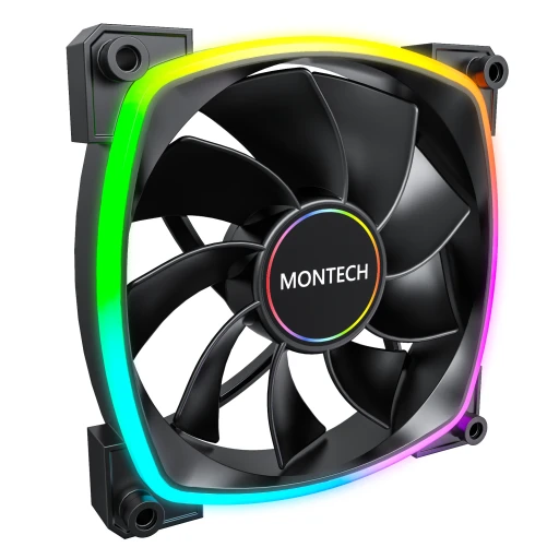 Montech RX140 PWM, REVERSE Fan, 140mm, ARGB, Black вентилатор