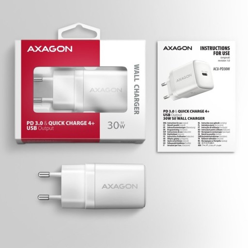 Axagon ACU-PD30W зарядно устройство бял