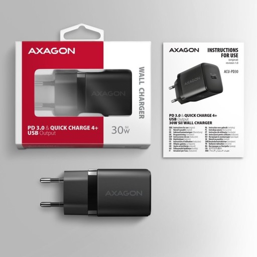 Axagon ACU-PD30 зарядно устройство черен