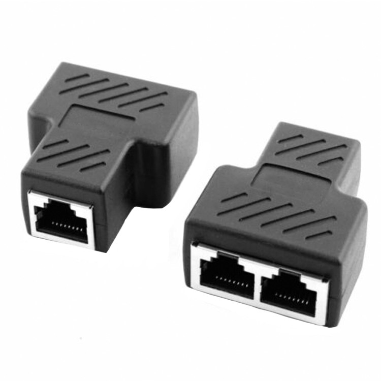 Букса RJ45 сплитер 1 към 2,  1 Male към 2 Female съединител за RG45, метален