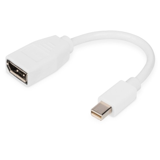 DIGITUS DB-340405-001-W Адаптер Mini DisplayPort - DisplayPort, M/F, 4K, DP v1.2, mini DP - DP, бял
