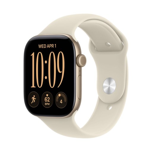 Apple Watch Series 12 GPS 46mm Light Gold Aluminium Case with Sand Sport Band - S/M