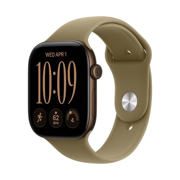 Apple Watch Series 12 Cellular 46mm Dark Bronze Aluminium Case with Olive Sport Band - S/M