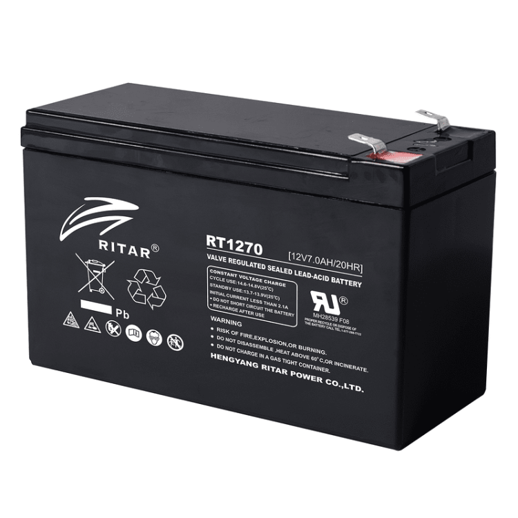Ritar RT1270 AGM 12V/7Ah, 151x65x94mm терминал 1 Оловна акумулаторна батерия