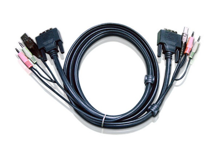 ATEN 2L-7D02U DVI KVM кабел Single Link DVI-D M + USB type A M + 2 Audio 1.8 м