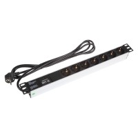 разклонител за 19" за комуникационен шкаф 7x220V surge protect 2.5m BKT
