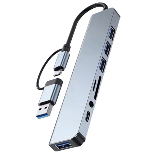 USB HUB R8 AH-06 Type-C +USB A adapter 8 in 1 USB 3.0 хъб