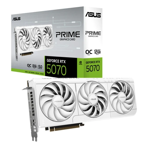 ASUS Prime RTX 5070 OC 12GB GDDR7 видео карта бял