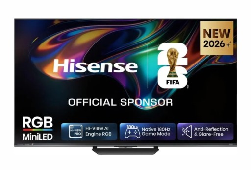 Hisense 55" UR8S, 4K Ultra HD RGB Mini Led, DLED, Quantum Dot, 180Hz, IPS, HDR 10+ телевизор