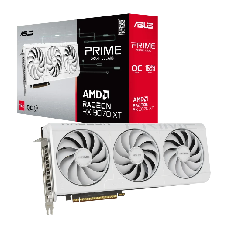 ASUS PRIME RX 9070 XT OC 16GB GDDR6 White видео карта (90YV0L75-M0NA00 ...