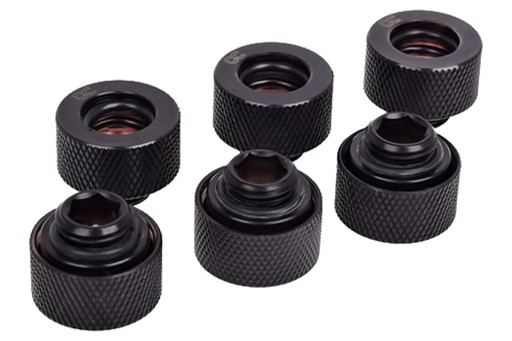 Alphacool HT 13mm HardTube compression fitting G1/4 - knurled - black 6-pack