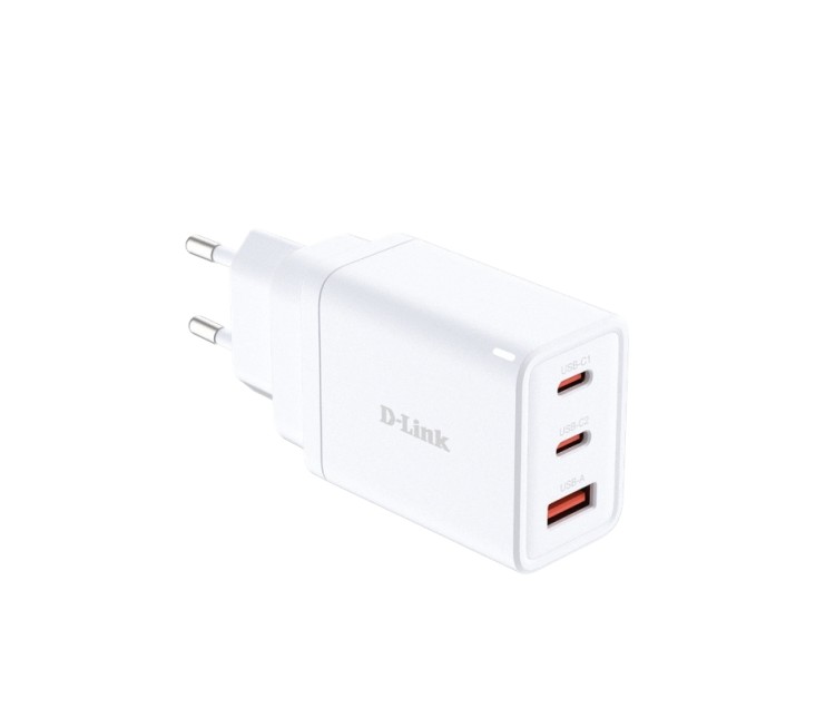 D-Link 65W GaN зарядно устройство бял
