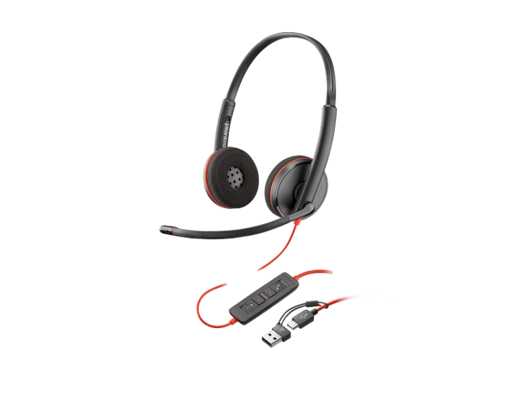 HP Poly Blackwire 3220 USB C слушалки с микрофон черен