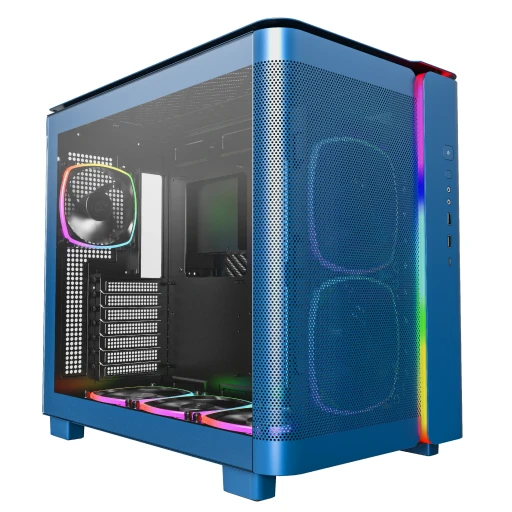 Montech KING 95 Pro Dual Chamber ATX, 6 ARGB Fans, 2 Front Panels, Blue