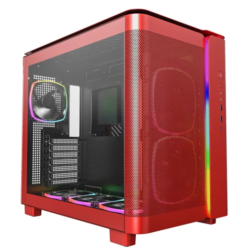 Montech KING 95 Pro Dual Chamber ATX, 6 ARGB Fans, 2 Front Panels, Red